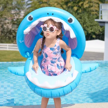 Zábava Plávanie Krúžok s Slnečník Shark-Tvarované Sedadlo pre Dojča a Batoľa Odnímateľný Float Krúžok Hračky pre Deti Do 5 Rokov