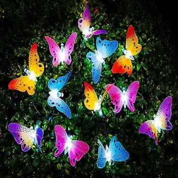 Záhrada Motýľ 12/20 LED Solárnej Energie Optické Vlákna Motýľ Dragonfly String Ľahké Záhradné Dekorácie Dvore Dekor Svetlá