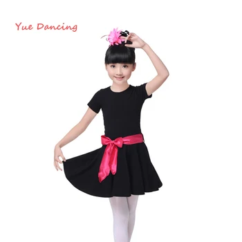 Čierna O-krku Baletné Oblečenie Detí Deti Gymnastika Trikot Dievčatá Balerína Šaty Batoľa Baletné Šaty Bavlna Dance Trikot