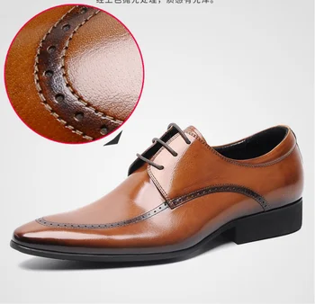 špicaté kožené topánky, módne Brock vyrezávané topánky, kravatu prvá vrstva kože, soft-soled business šaty, topánky