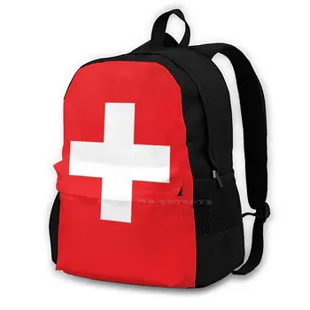 Švajčiarska Vlajka 3D Tlač Dizajn Batoh Bežné Taška Švajčiarsko Suisse Schweiz Svizzera Ženeve, Zürichu