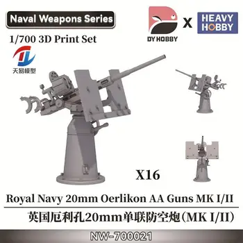 Ťažké Hobby NW-700021 1/700 Royal Navy 20 mm Oerlikon AA Zbrane, MK I/II (plastikový model)