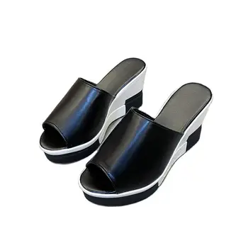 Ženy, Sandále 2022 Lete Originálne Kožené Topánky Žena Flip Flops Kliny Módna Platforma Žena Listov Topánky Típat Prst